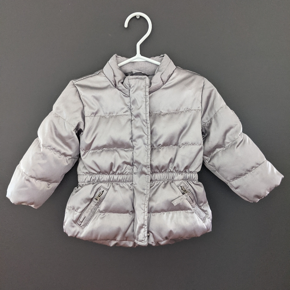 Gap silver puffer zip up ski jacket winter coat